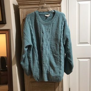 Reborn J soft chenille cable knit sweater.  Beautiful light teal/turquoise